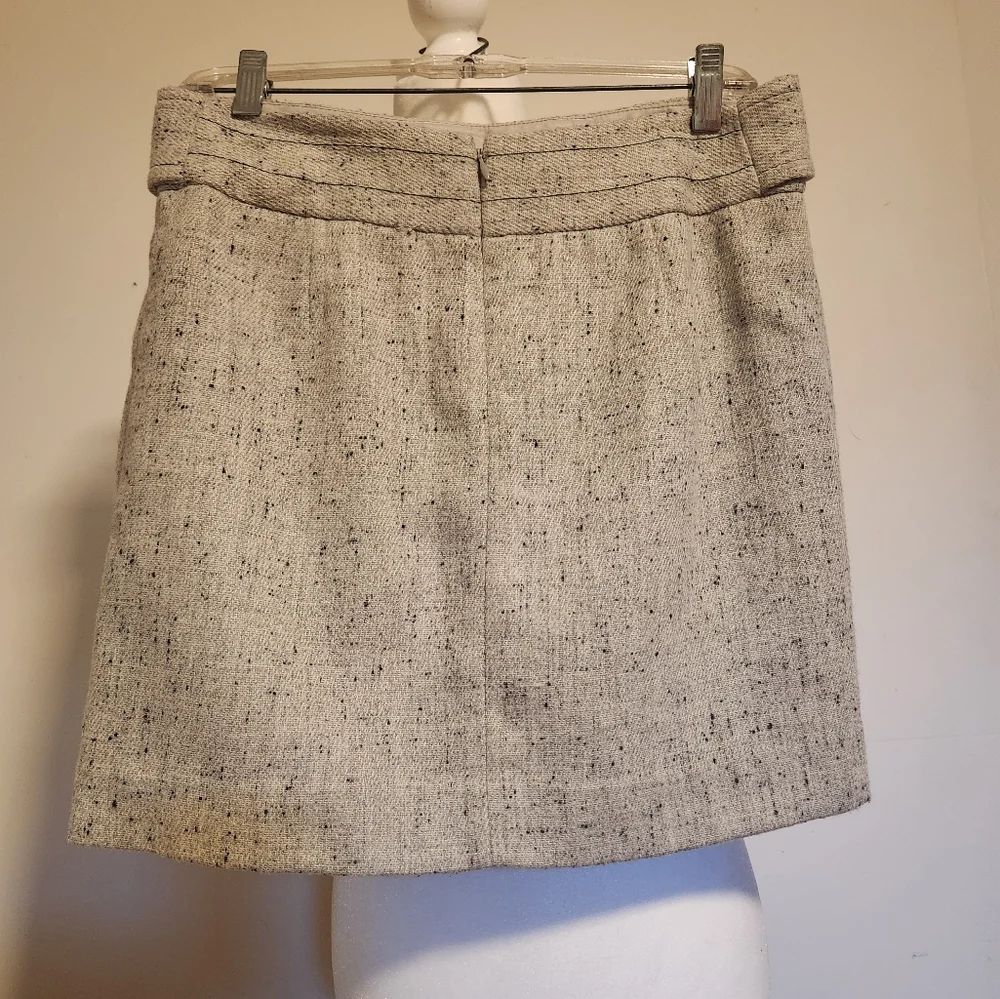 Y2k Cream Natural Tweed Wool Blend Mini skirt 6 EUC